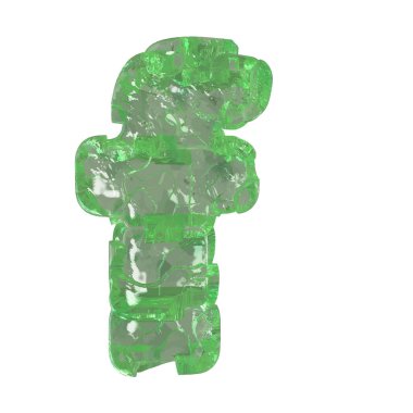 Mojito-colored chipped ice 3d letter f