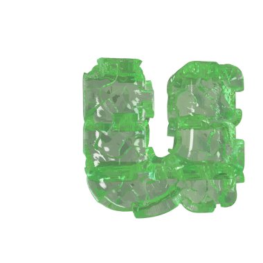 Mojito-colored chipped ice 3d letter u