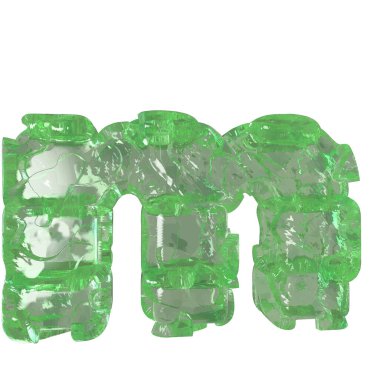Mojito-colored chipped ice 3d letter m