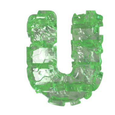 Mojito-colored chipped ice 3d letter u