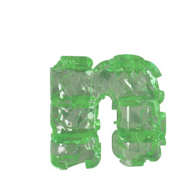 Mojito-colored chipped ice 3d letter n