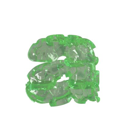Mojito-colored chipped ice 3d letter a