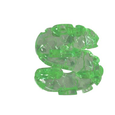 Mojito-colored chipped ice 3d letter s