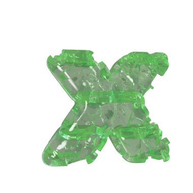 Mojito-colored chipped ice 3d letter x