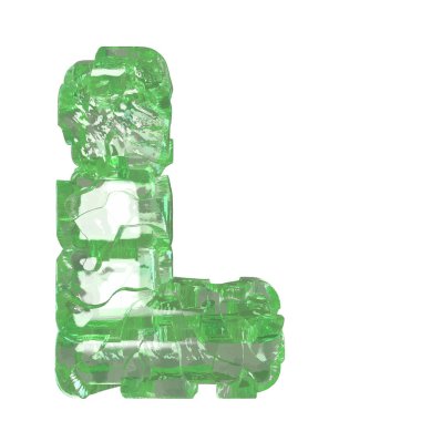 Mojito-colored chipped ice 3d letter l