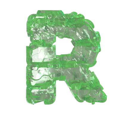 Mojito-colored chipped ice 3d letter r