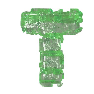 Mojito-colored chipped ice 3d letter t