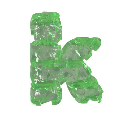 Mojito-colored chipped ice 3d letter k