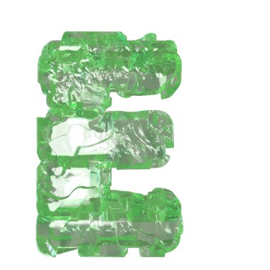 Mojito-colored chipped ice 3d letter e