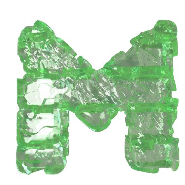 Mojito-colored chipped ice 3d letter m