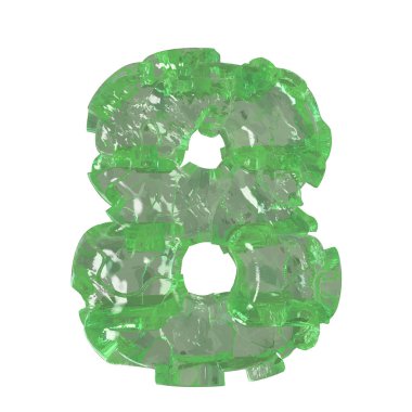 Mojito-colored chipped ice 3d number 8