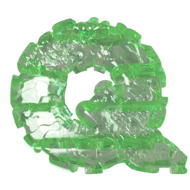 Mojito-colored chipped ice 3d letter q