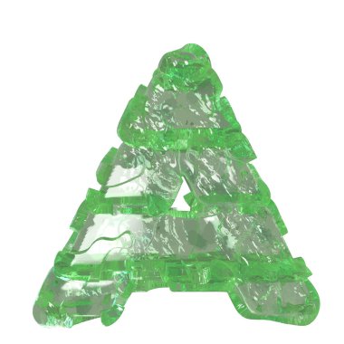 Mojito-colored chipped ice 3d letter a