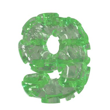 Mojito-colored chipped ice 3d number 9