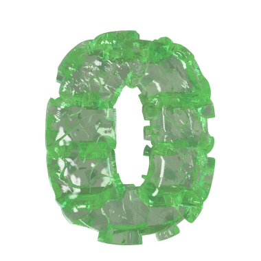 Mojito-colored chipped ice 3d number 0