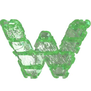 Mojito-colored chipped ice 3d letter w