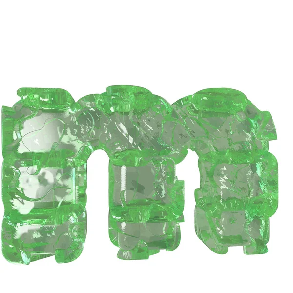 Mojito-colored chipped ice 3d letter m