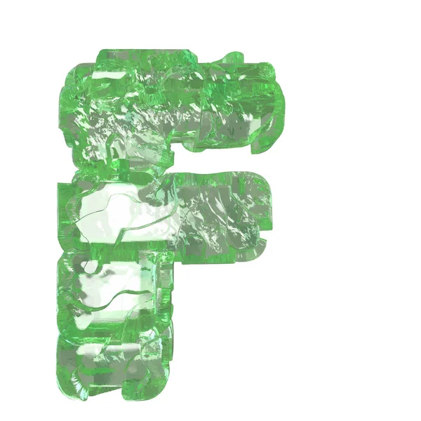 Mojito-colored chipped ice 3d letter f