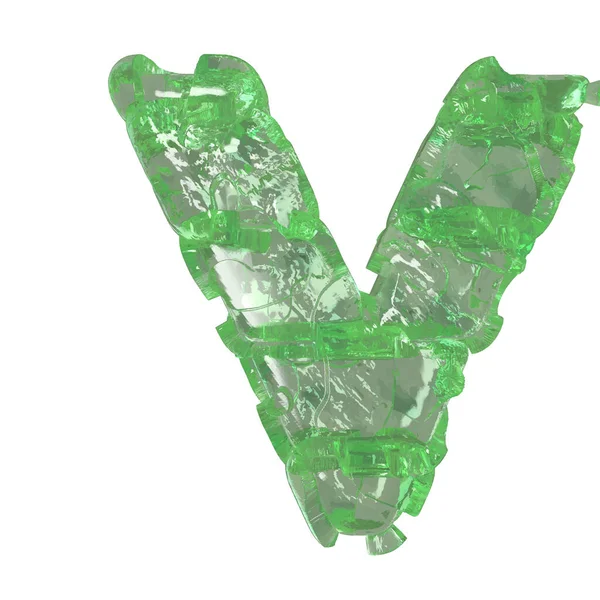 Mojito-colored chipped ice 3d letter v