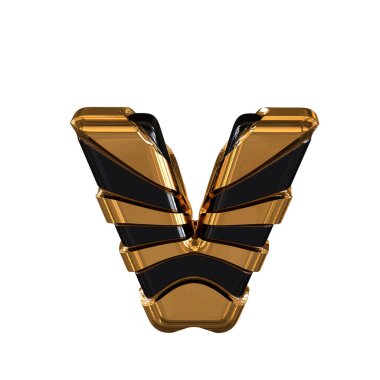 Black and Gold symbol. 3d letter v