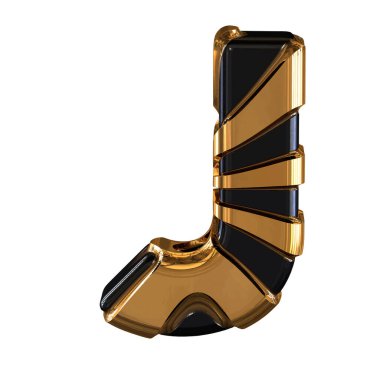 Black and Gold symbol. 3d letter j