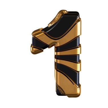 Black and Gold symbol. 3d number 1