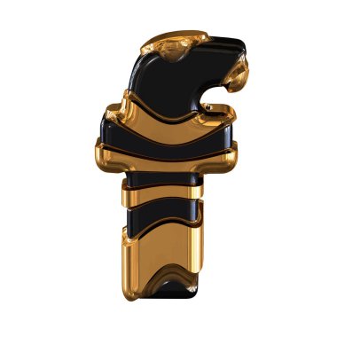 Black and Gold symbol. 3d letter f