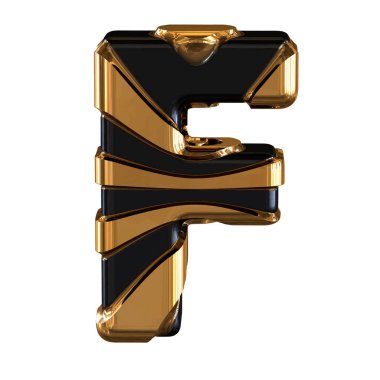 Black and Gold symbol. 3d letter f