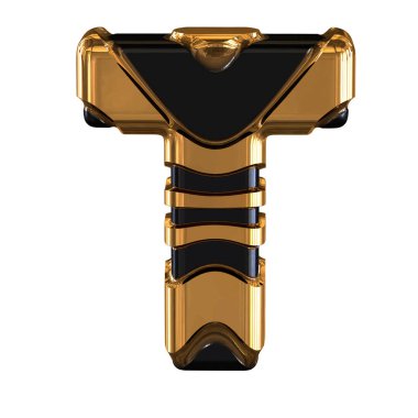 Black and Gold symbol. 3d letter t
