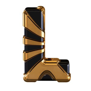 Black and Gold symbol. 3d letter l