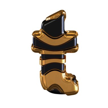Black and Gold symbol. 3d letter t