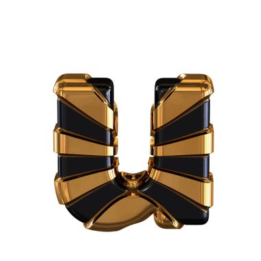 Black and Gold symbol. 3d letter u