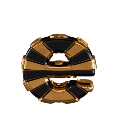 Black and Gold symbol. 3d letter e