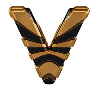Black and Gold symbol. 3d letter v