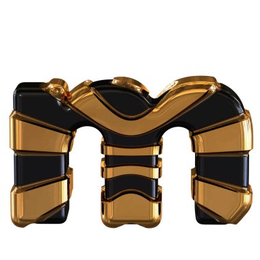 Black and Gold symbol. 3d letter m
