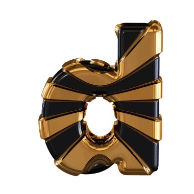 Black and Gold symbol. 3d letter d