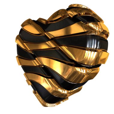 Black heart with gold straps