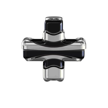 Black 3d symbol with silver straps