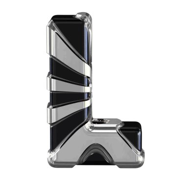 Black 3d symbol with silver straps. letter l