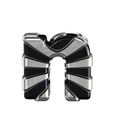 Black 3d symbol with silver straps. letter n