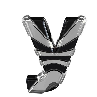 Black 3d symbol with silver straps. letter y