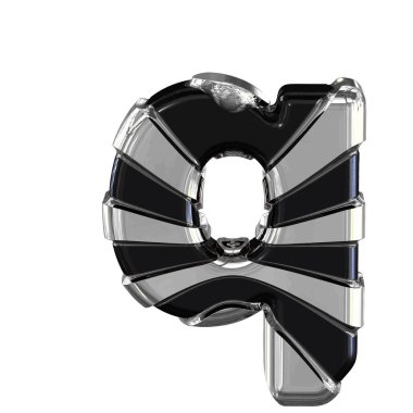 Black 3d symbol with silver straps. letter q