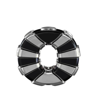Black 3d symbol with silver straps. letter o