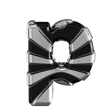 Black 3d symbol with silver straps. letter p