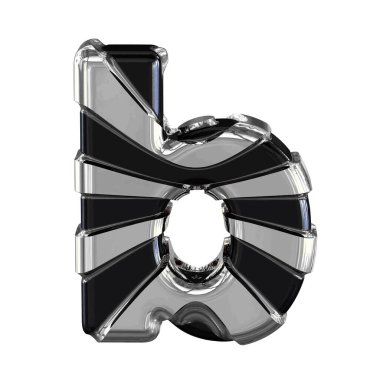 Black 3d symbol with silver straps. letter b