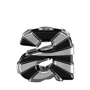Black 3d symbol with silver straps. letter a