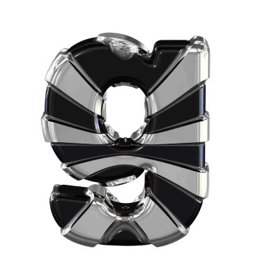 Black 3d symbol with silver straps. letter g