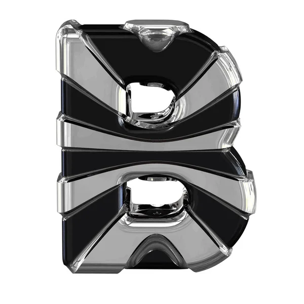 Black 3d symbol with silver straps. letter b