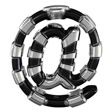 Black 3d symbol with silver straps