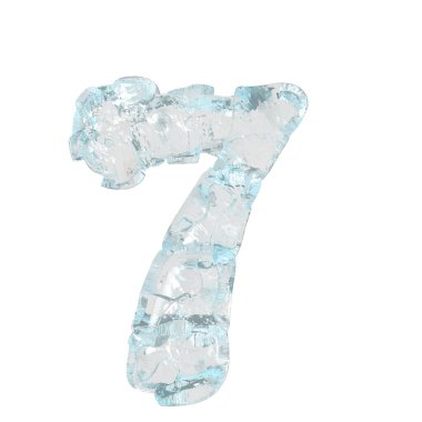 3d symbol made of transparent ice. number 7